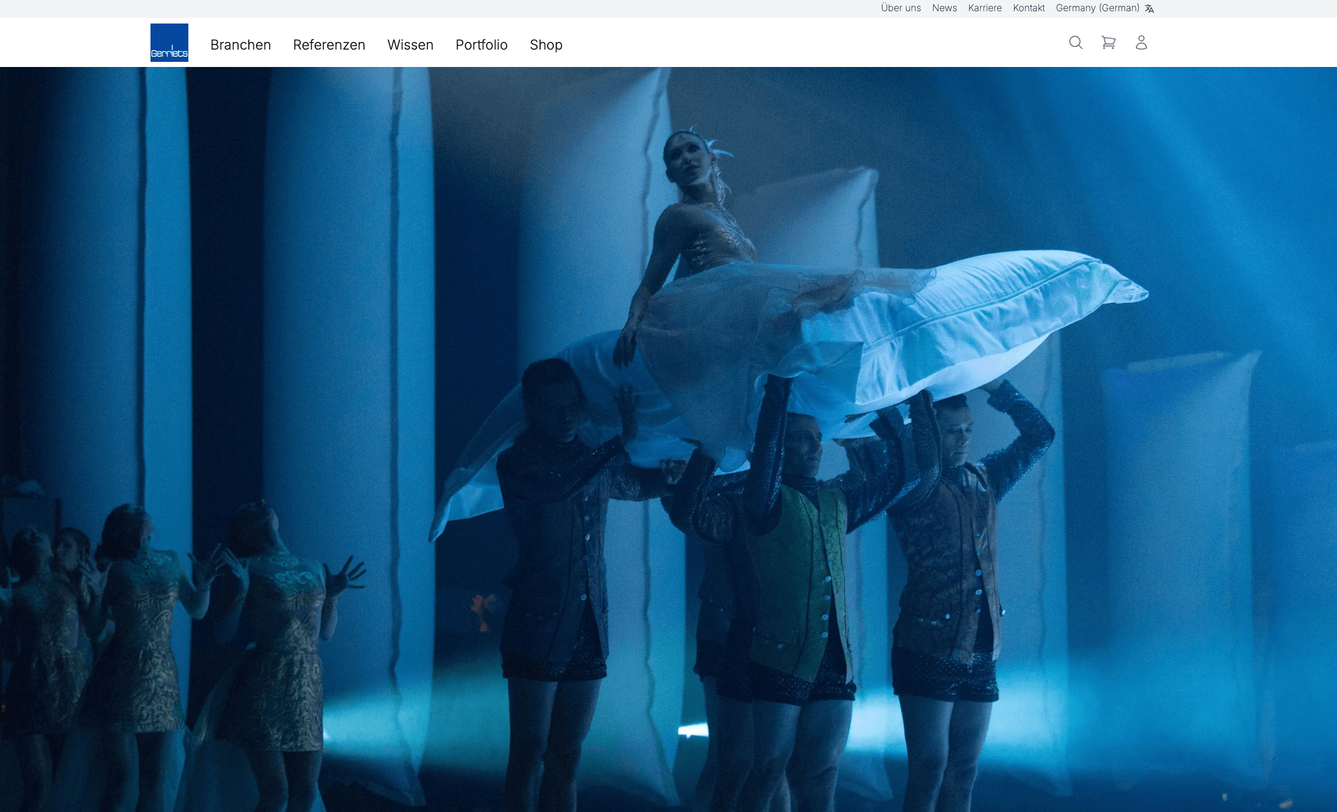 Webdesign-Referenz: Die Startseite von Gerriets in der Desktop-Ansicht