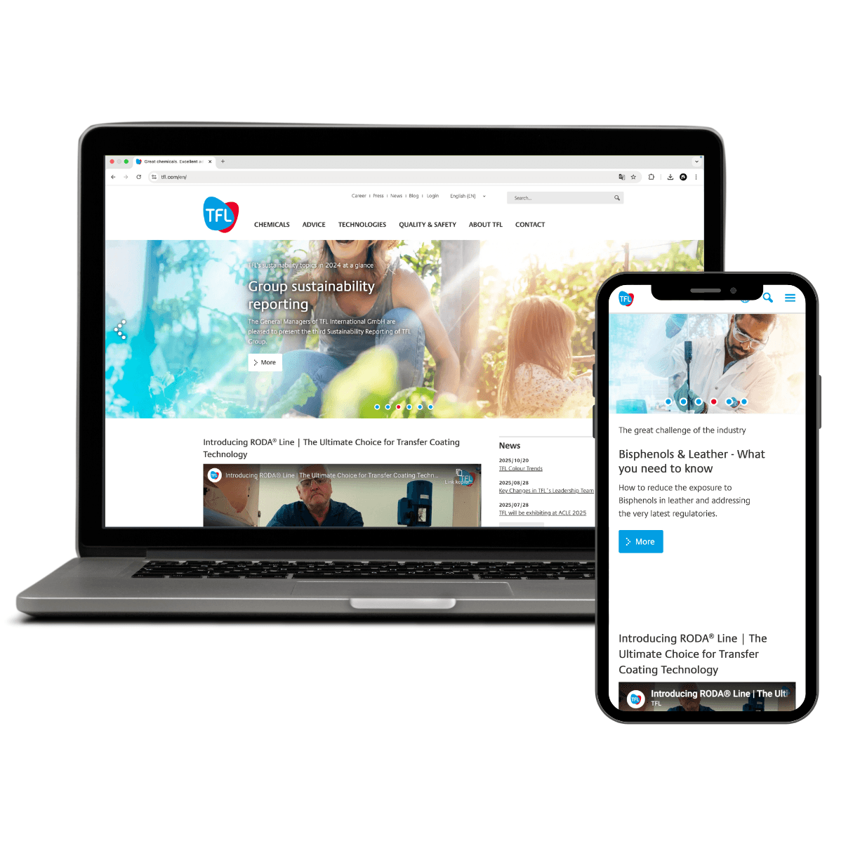 Projekt-Webdesign auf Laptop und Handy