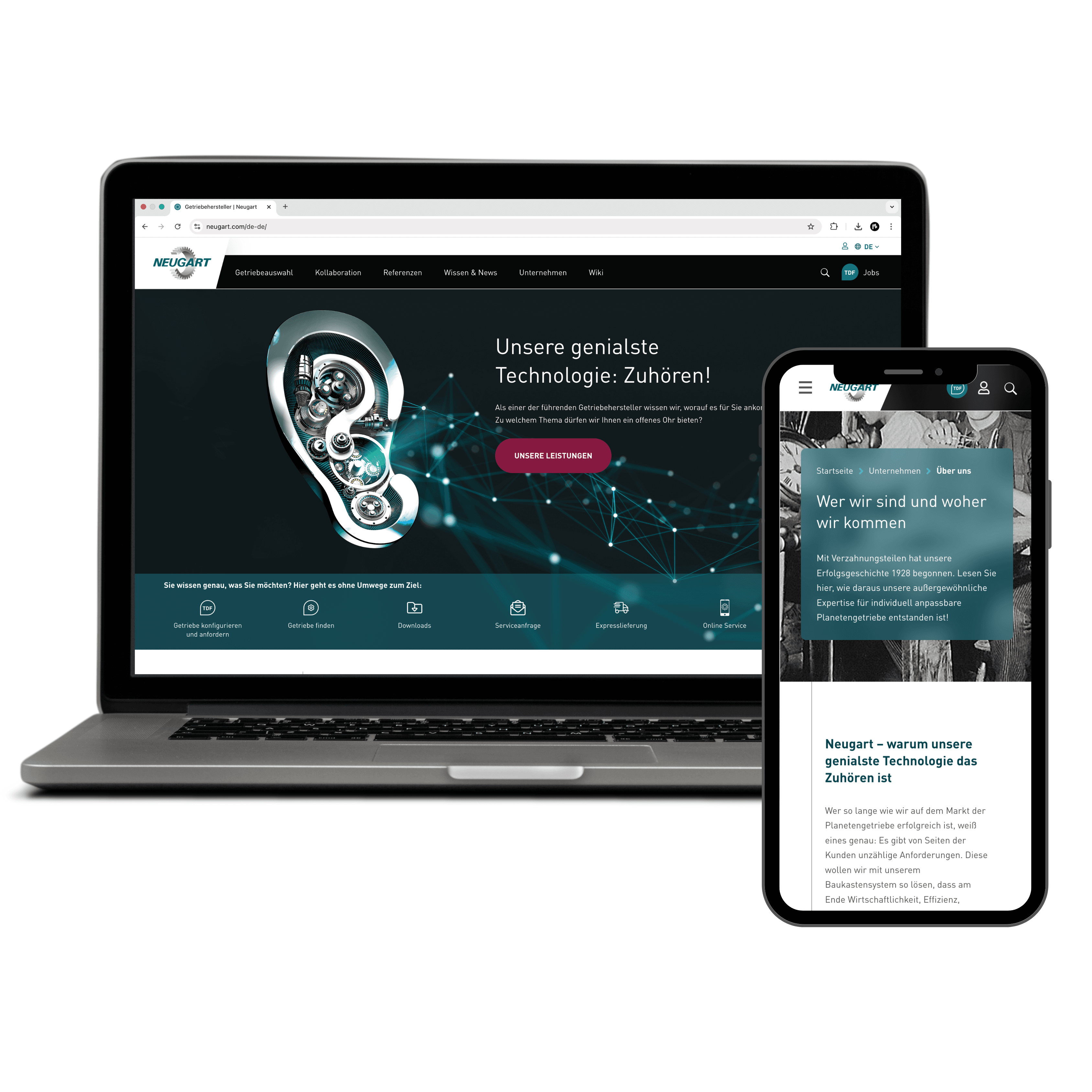 Projekt-Webdesign auf Laptop und Handy
