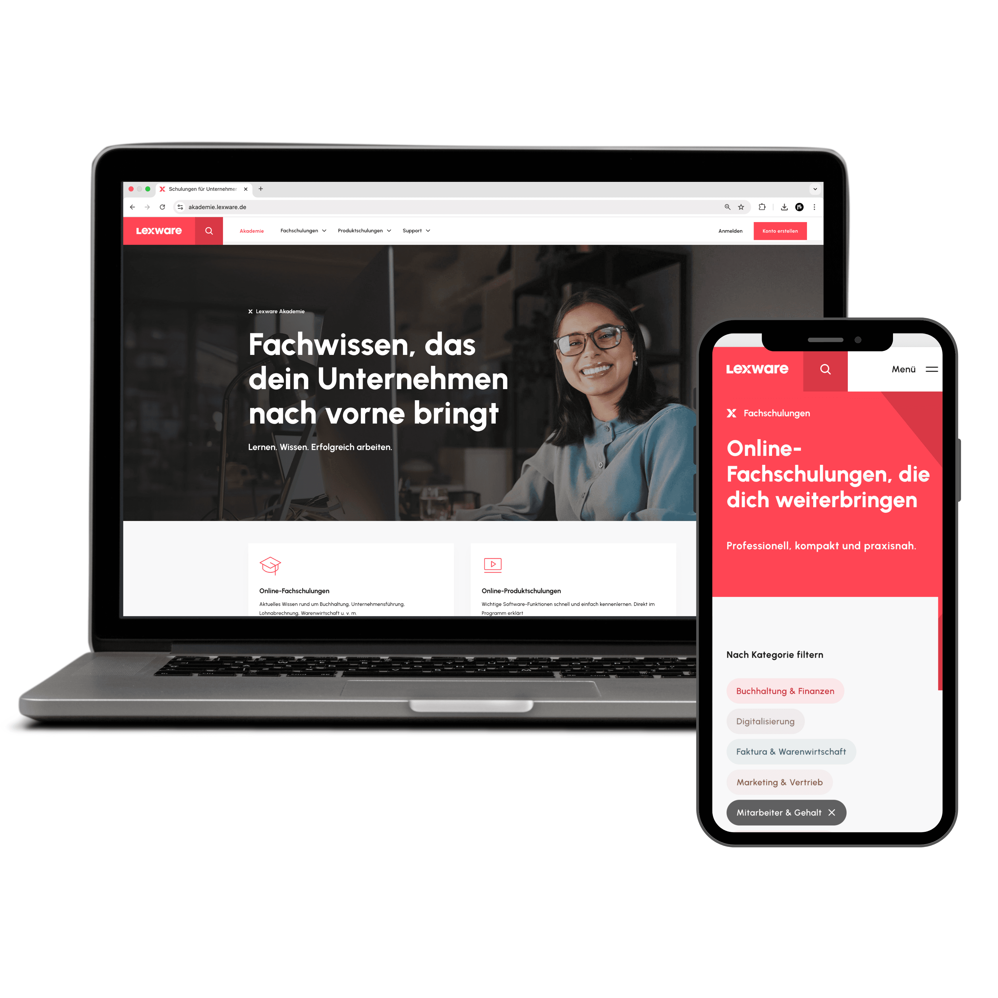 Projekt-Webdesign auf Laptop und Handy
